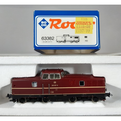 276 - Three boxed HO gauge model locomotives including Roco Class 280 diesel 63382, Roco steam locomotive ... 