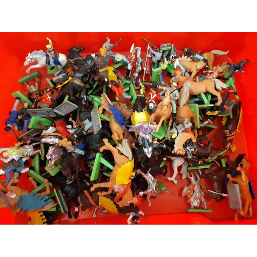 265 - Boxful of Britains Deetail vintage figures mainly Wild West and Knights