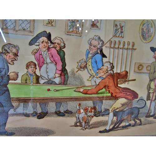 118 - Henry William Bunbury (1750-1811) - 'Billiards', 19th century hand-coloured engraving, signed in pri... 