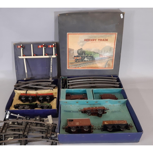 272 - 2 O gauge Hornby train sets including post-war no 601 Hornby LMS Goods set, comprising  clockwork 0-... 