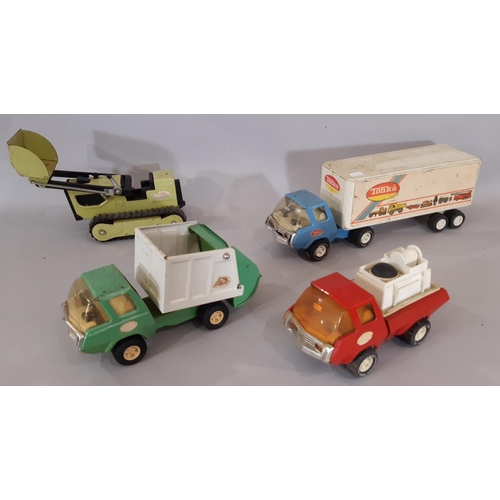 271 - Mixed collection of model vehicles including 5 Tonka lorries and trucks, a boxful of play worn vehic... 