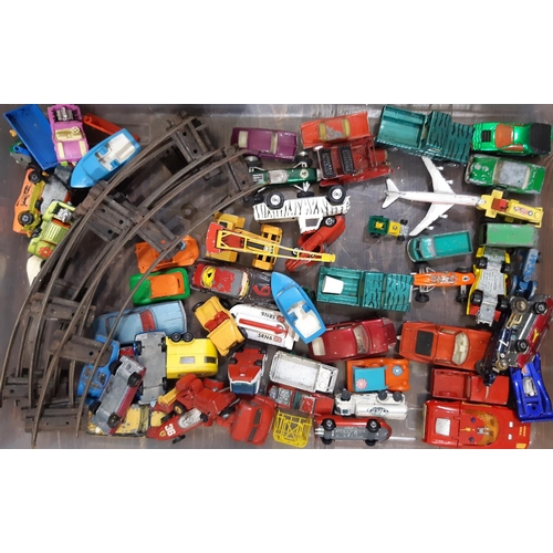 254 - Mixed lot of toys including a quantity of model vehicles (mainly Matchbox), vintage a soft toy monke... 