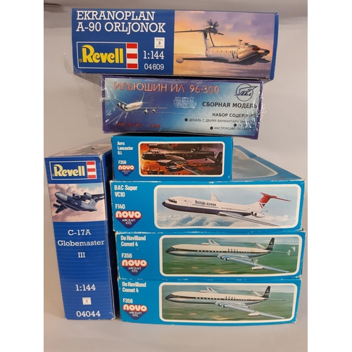 241 - 7 boxed model aircraft kits in 1:144 and 1:96 scale including kits by Novo, Revell and Baco Vaso, to... 