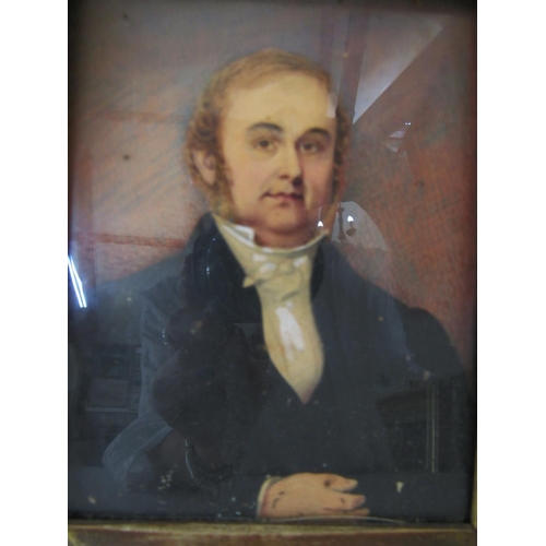 122 - Four 18th/19th Century Portraits to Include: Miniature of Georgian Gentleman, watercolour on card; C... 