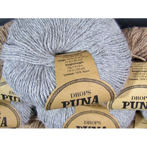 1540 - 40 balls of unused wool by Drops including 15 'Puna' 100% alpaca in grey, 14 'Puna' in beige and 11 ... 