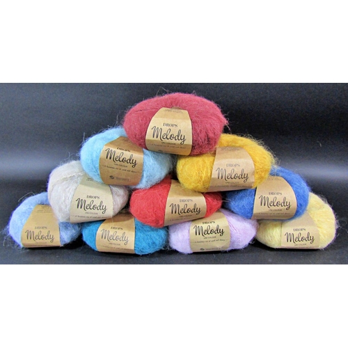 1533 - 38 balls of unused 50g wool including 'Capricorn Mohair' in purple x9 and red x10, Drops 'Sky'x7 alp... 