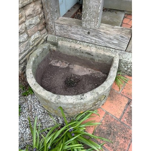 2078 - A natural stone D end trough, approx 73cm x 59cm x 30cm deep, to be viewed and collected: Crossways ... 