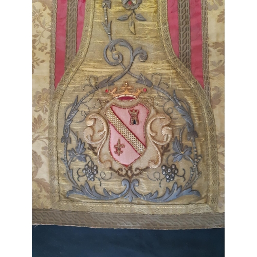 1568 - Antique textile panel, possibly ecclesiastical  featuring a central 19th century section of heavily ... 