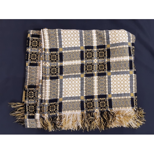 1559 - 2 traditional welsh woollen  blankets in reversible double weave for repair or fabric salvage includ... 