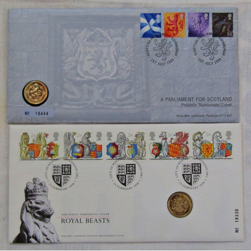 213 - GB, six volumes, collection of 126 Royal Mail/Royal Mint Numismatic (coin covers) coin face value ap... 