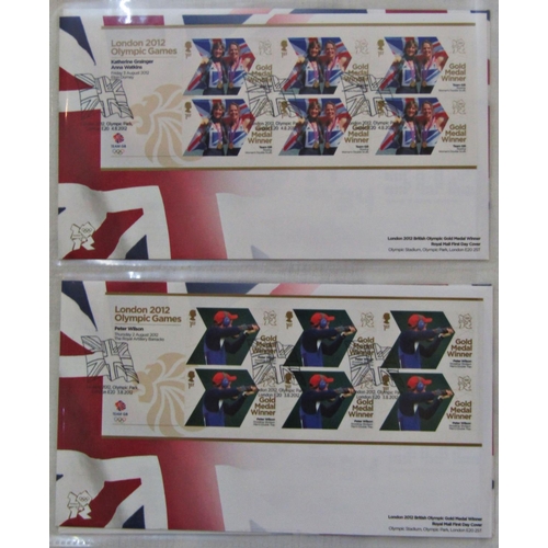 224 - GB Olympic Games 2012, Royal Mail collection of First Day Covers, complete sets of the Gold Medal Wi... 