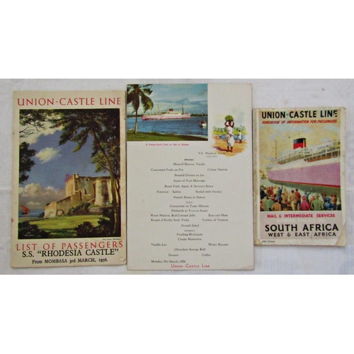 228 - Collection of cruise liner menus and ephemera, postcards and Panama canal maps mainly dating from th... 