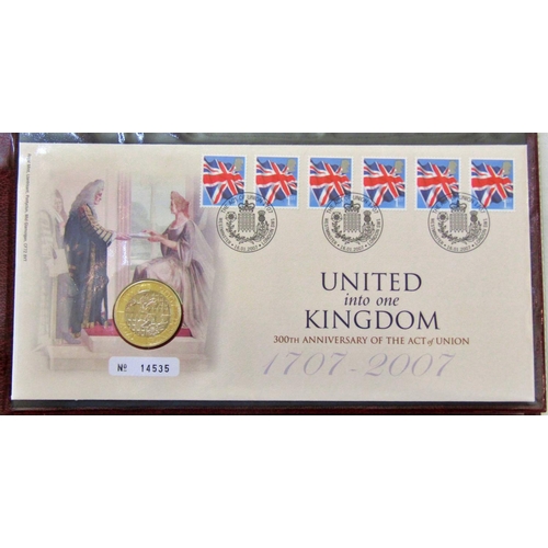 231 - Five Royal Mail First Day Covers, covering the years 2007 to 2004, 2001, 1992 and 1996