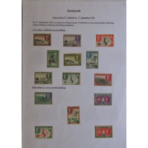 216 - A collection of Nyasaland and Malawi in two folders.  Several high catalogue sets including some GVI... 