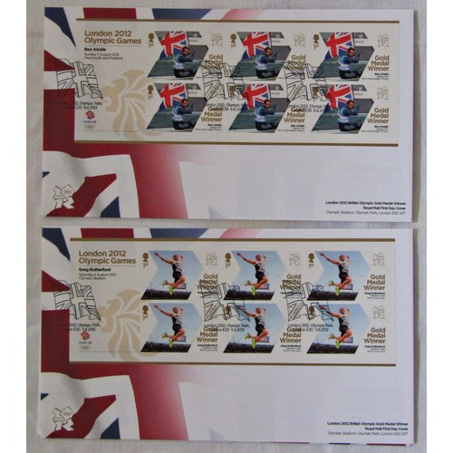 224 - GB Olympic Games 2012, Royal Mail collection of First Day Covers, complete sets of the Gold Medal Wi... 