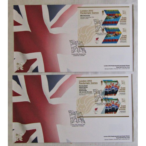 224 - GB Olympic Games 2012, Royal Mail collection of First Day Covers, complete sets of the Gold Medal Wi... 