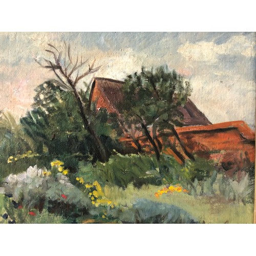 50 - Owen Bowen (1873-1967) - House and Garden, oil on canvas board, signed lower right, Roseberys auctio... 