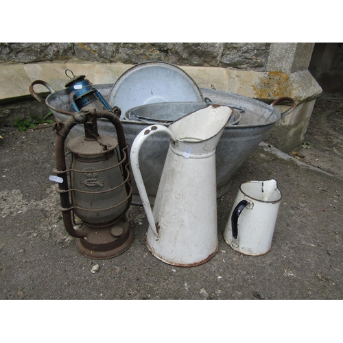 2006 - A vintage oval two handled galvanised bath and contents