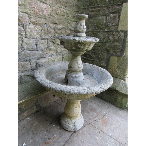 2038 - A weathered cast composition stone five sectional garden fountain with simple trailing ivy detail, 1... 