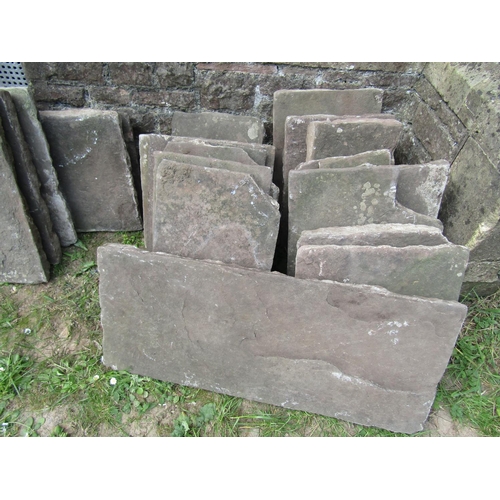 2051 - An area of approximately ten square meters of natural stone flagstones of varying size and thickness