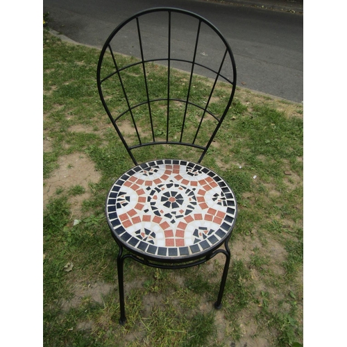 2064 - A five piece garden terrace set comprising circular top table, 90 cm diameter and a set of four matc... 