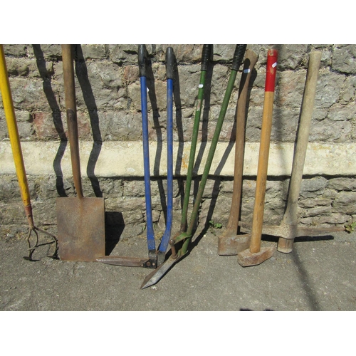 2085 - A small collection of vintage and later long handled mainly garden related tools