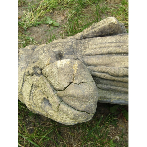 2101 - A well weathered composite to simulate stone garden ornament in the form of a standing monk/friar, 6... 