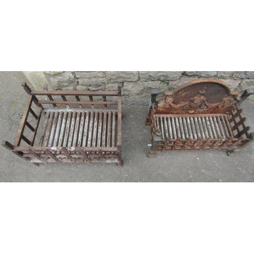 2105 - Two rectangular cast iron fire baskets of varying design (af for re-commissioning)