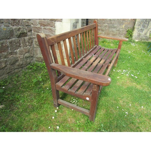 2023 - A Lister teak garden bench with slatted seat and back, 162 cm wide