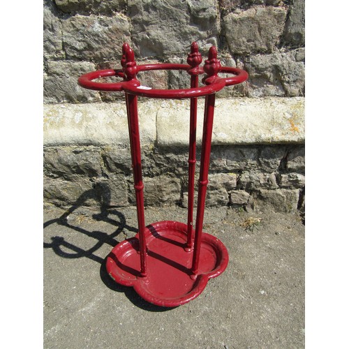 2087 - A Victorian gothic quatrefoil shaped umbrella stand with painted finish, 65 cm high