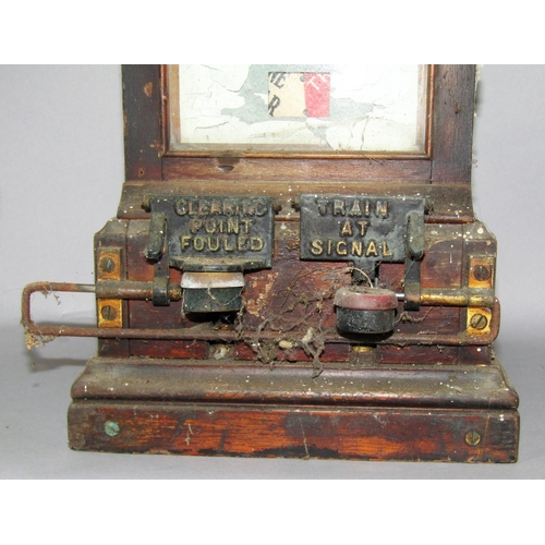 1516 - GWR mahogany cased double line Spagnoletti block instrument marked Up and Down Line, In need of some... 