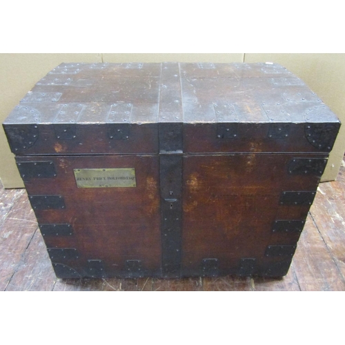 2737 - 19th century silver chest in oak, with steel banding an R & S Garrard & Co inventory of former conte... 