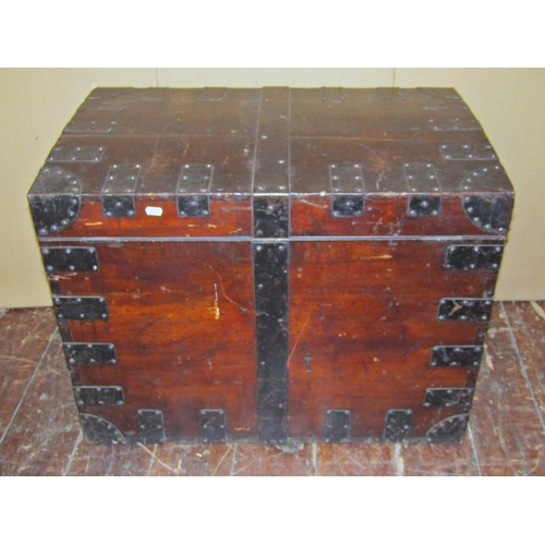 2737 - 19th century silver chest in oak, with steel banding an R & S Garrard & Co inventory of former conte... 