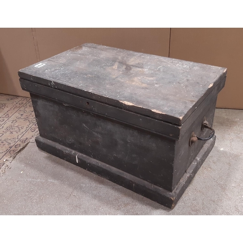 2193 - 19th century pine workbox with fitted interior and original painted finish, together with one other