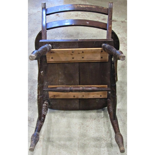 2186 - Two pairs of Windsor kitchen chairs principally in elm and beechwood