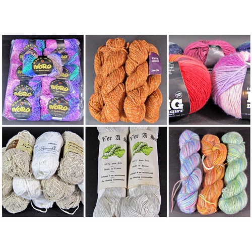 1537 - Boxful of 50+ unused balls/ skeins of wool in various colours and fibres including 2 x 'Au Ver A Soi... 