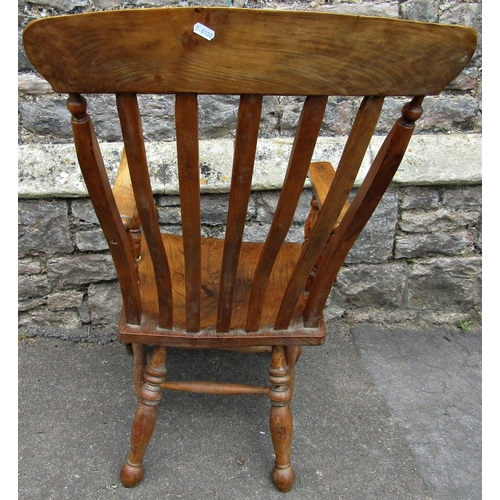 2184 - Windsor elm and beech wood lathe back armchair (AF)