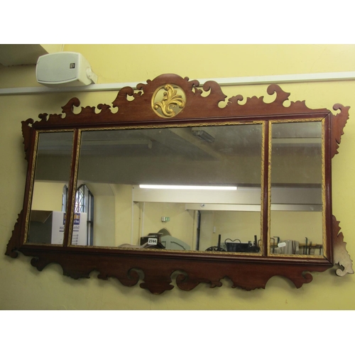 2744 - 19th century mahogany overmantle mirror incorporating three mirror plates, within a shaped frame, 80... 