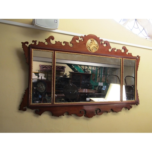 2744 - 19th century mahogany overmantle mirror incorporating three mirror plates, within a shaped frame, 80... 