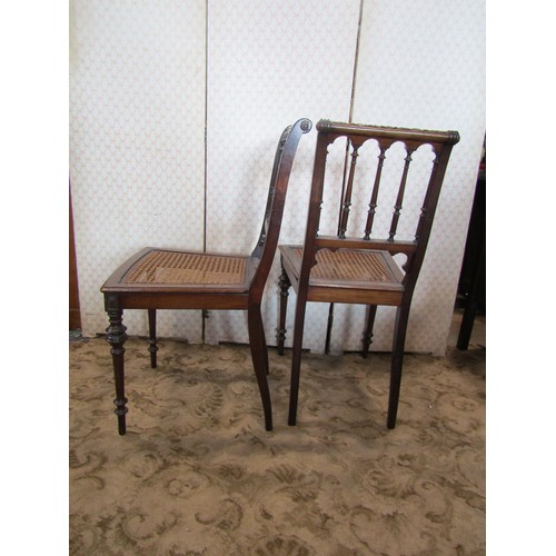 2199A - A set of four good quality Edwardian mahogany dining or side chairs, with carved rails, turned spind... 