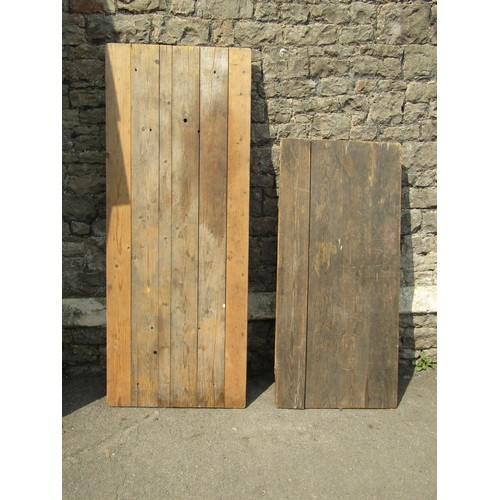 2038A - Two vintage pine folding trestle tables, the largest example 178cm x 70cm