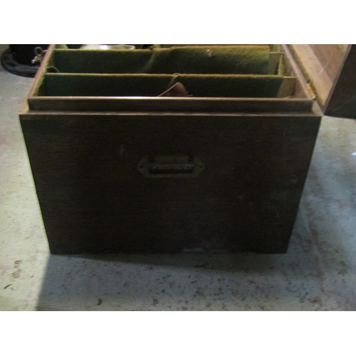 2194 - 19th century military chest in oak with flush fitting brass mounts and handles, with segmented inter... 