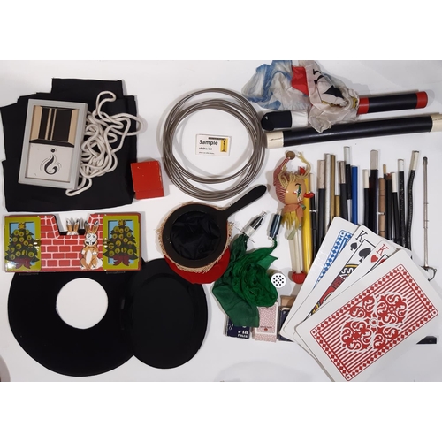 282 - Collection of vintage Magicians props together with a boxful of 1970's 'Magigram' weekly magazine, a... 