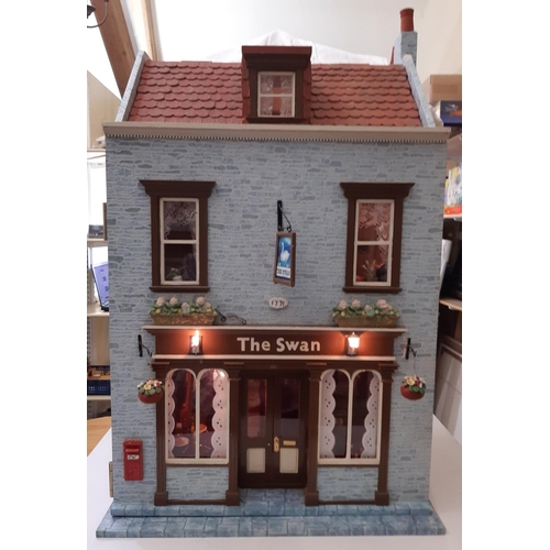 252 - 'The Swan'- a period style Public House dolls house comprising a front opening 3 storey building wit... 