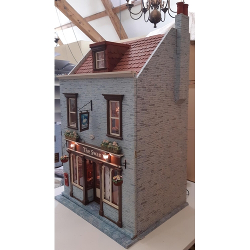 252 - 'The Swan'- a period style Public House dolls house comprising a front opening 3 storey building wit... 