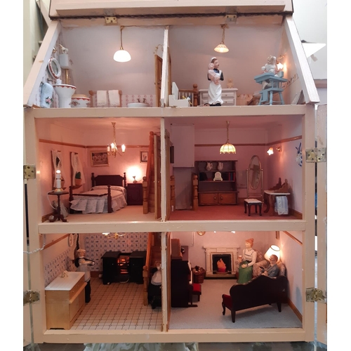 254 - 'The Grand House'- a 3 storey period style dolls house with red brick effect front dated 1871, front... 