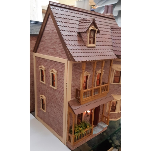 254 - 'The Grand House'- a 3 storey period style dolls house with red brick effect front dated 1871, front... 