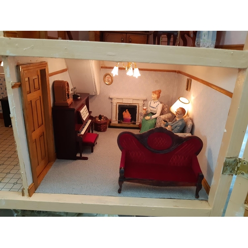 254 - 'The Grand House'- a 3 storey period style dolls house with red brick effect front dated 1871, front... 