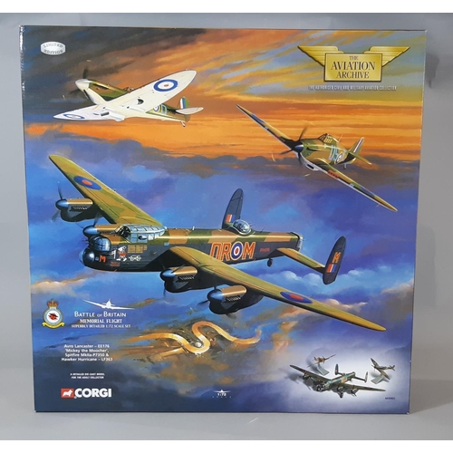 274 - Corgi Aviation Archive 'The Battle of Britain Memorial Flight' boxed set AA32602 comprising 3 WW2 mo... 