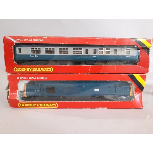 262 - Inter-city rail models comprising 2 x Hornby class 43 locomotives (43010 and W43002), 2 coaches, a c... 